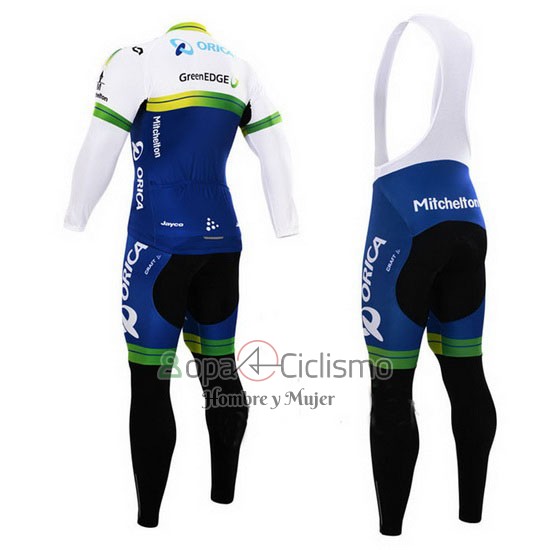 Orica Verdeedge Ropa Ciclismo Culotte Largo 2015 Mangas Largas Blanco y Azul